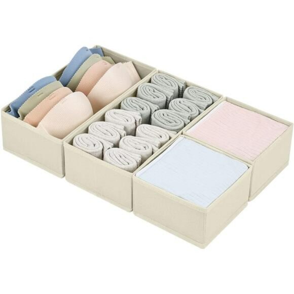 Fabric Drawer Organizers Set Storage Bins Closet Dividers Clothes Socks - Picture 1 of 7